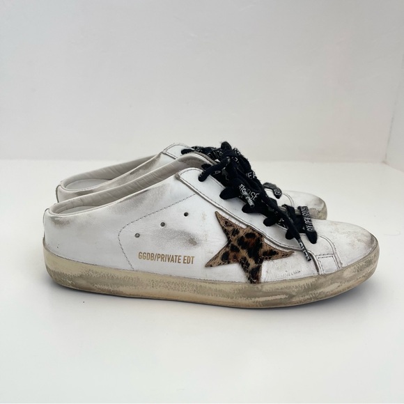 Golden Goose Shoes - Golden Goose Superstar Sabot Cheetah Leopard Leather Distressed Mules Sneakers